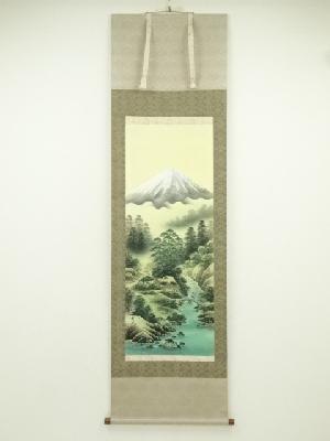 竹内松風筆　北斗四神風水図　肉筆絹本掛軸（共箱）